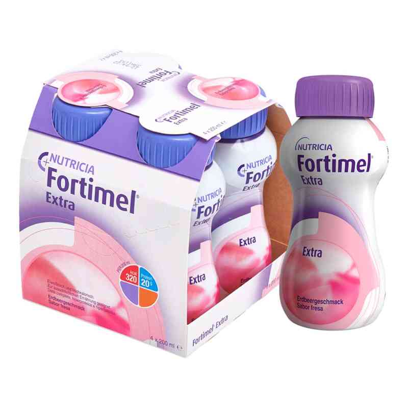 Fortimel Extra Erdbeergeschmack 4X200 ml von Nutricia GmbH PZN 06094048