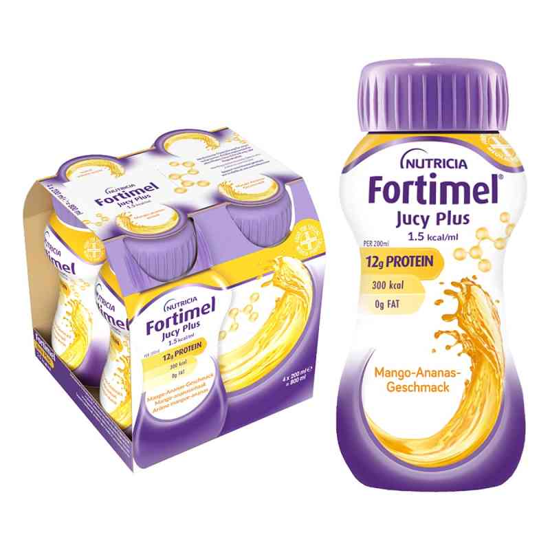 Fortimel Jucy Plus Mango Ananas 4X200 ml von Danone Deutschland GmbH PZN 18827237