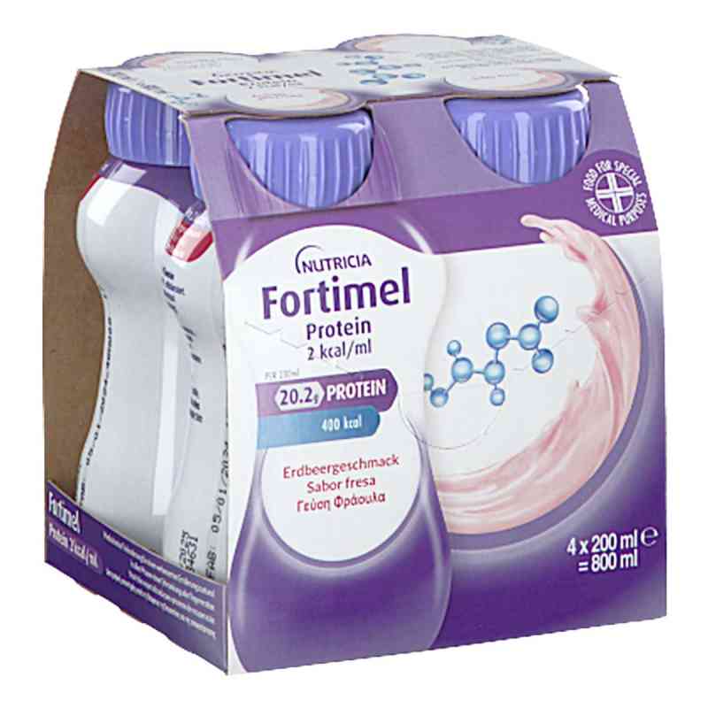 Fortimel Protein 2 Kcal Erdbeergeschm.trinknahrung 4X200 ml von Danone Deutschland GmbH PZN 19095701