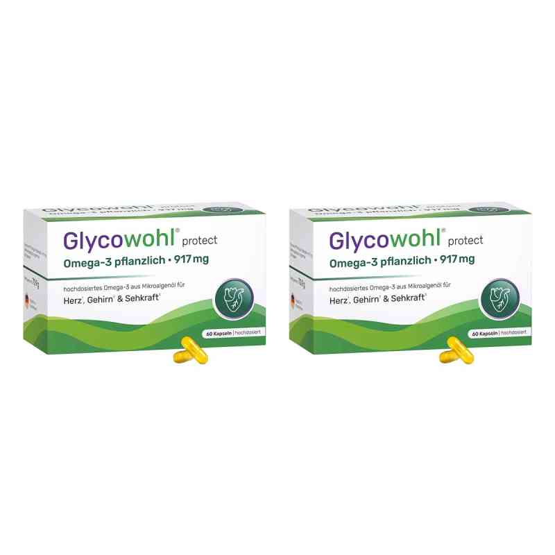 Glycowohl Omega-3 Kapseln 917 mg vegan + DHA + EPA + DPA 2x60 stk von Heilpflanzenwohl GmbH PZN 08106202