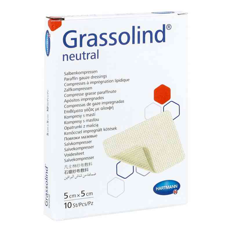 Grassolind Salbenkompressen Neutral 5x5 cm steril 10 stk von PAUL HARTMANN AG PZN 03245618
