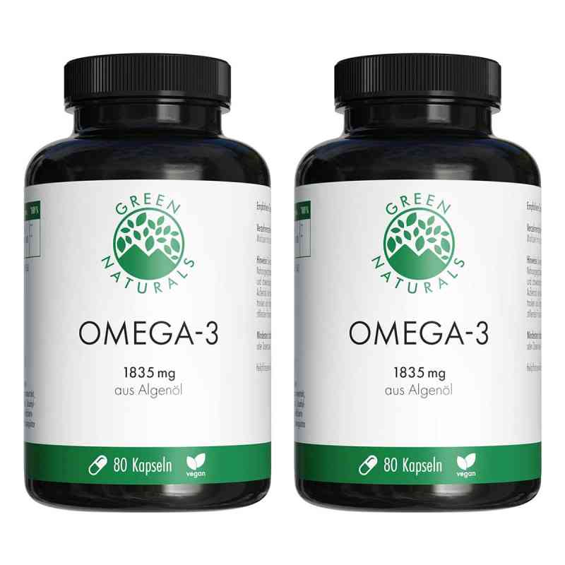 GREEN NATURALS Omega-3 Kapseln 1835mg vegan + DHA 2x80 stk von Heilpflanzenwohl GmbH PZN 08106201