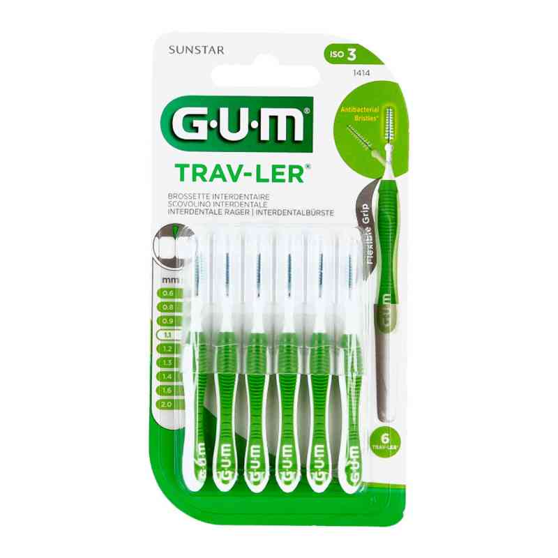 GUM TRAV-LER 1,1 mm grün (Tanne)  6 stk von Sunstar Deutschland GmbH PZN 09714391
