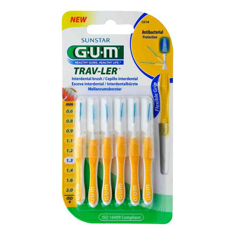 GUM Trav-ler 1,3mm Tanne gelb Interdental+6kappen 6 stk von Sunstar Deutschland GmbH PZN 09714356
