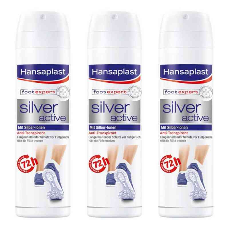 Hansaplast Fußspray Silver Active 3x150 ml von Beiersdorf AG PZN 08104852