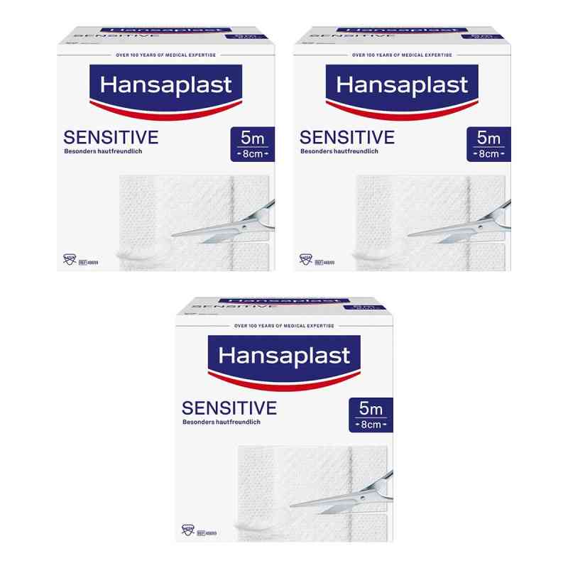 Hansaplast Sensitive Pflaster 8 cm x 5 m Rolle 3x1 stk von Beiersdorf AG PZN 08104846