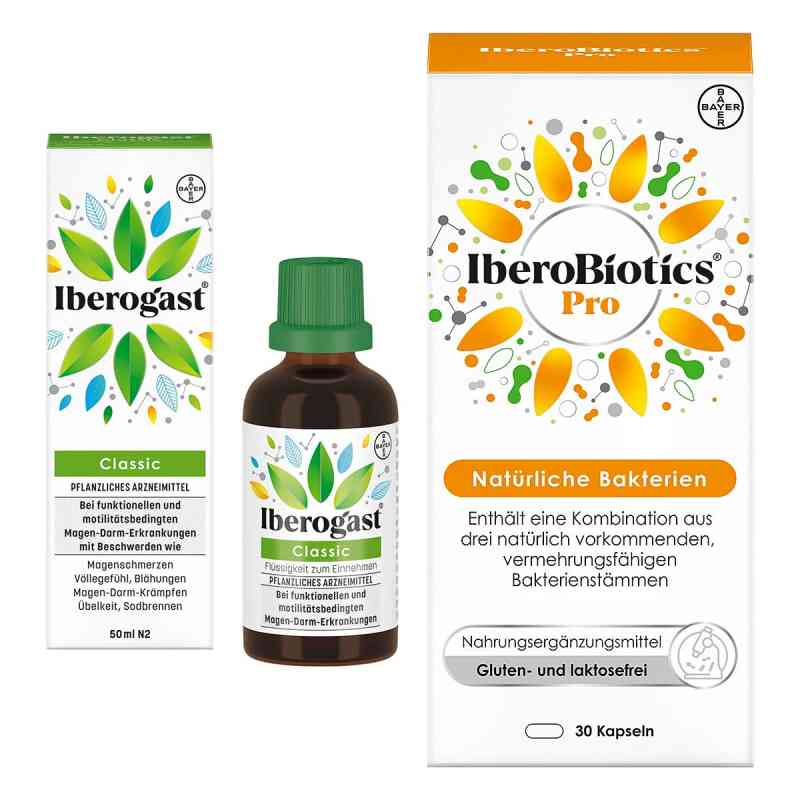 Iberogast Classic 50 ml + Iberobiotics Pro Kapseln 30 Stück 1 Set von Bayer Vital GmbH PZN 08102789