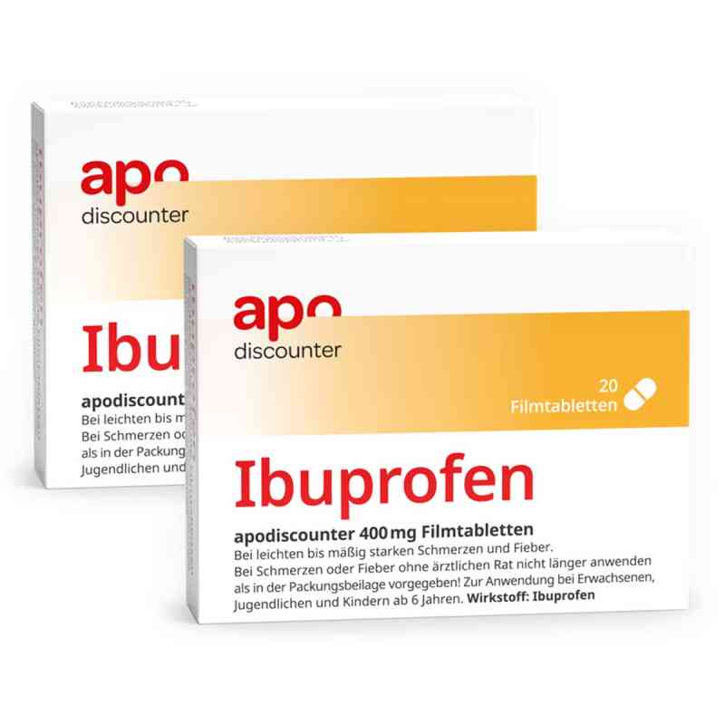 Ibuprofen 400 mg Schmerztabletten von apodiscounter 2x20 stk von JUTA Pharma GmbH PZN 08105915