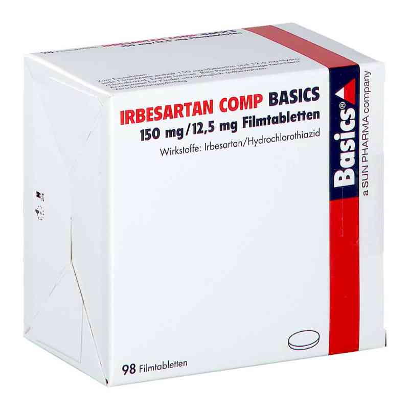 Irbesartan Comp Basics 150 mg/12,5 mg Filmtabletten 98 stk von Basics GmbH PZN 02460065