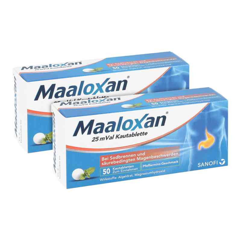 Maaloxan Kautabletten bei Sodbrennen Doppelpack 2x50 stk von A. Nattermann & Cie GmbH PZN 08100960