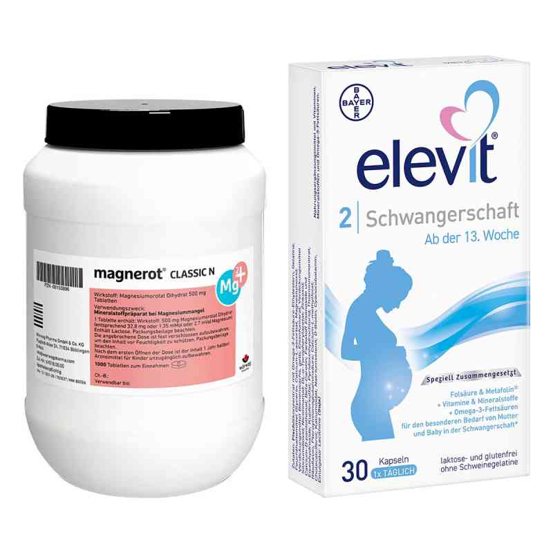 Magnerot Classic N Tabletten + Elevit 2 Schwangerschaft Weichkap 1 Set von  PZN 08105444