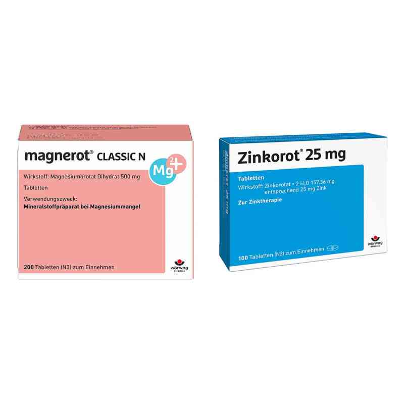 Magnerot Classic N Tabletten+ Zinkorot 25 Mg Tabletten 1 Set von Wörwag Pharma GmbH & Co. KG PZN 08105413