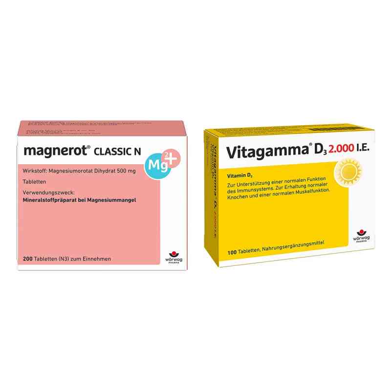 Magnerot Classic N + Vitagamma D3 2.000 I.e. Tabletten 1 Set von Wörwag Pharma GmbH & Co. KG PZN 08105414