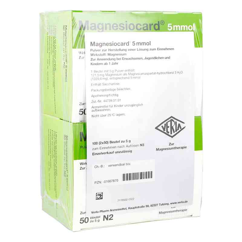 Magnesiocard 5 mmol Pulver 100 stk von Verla-Pharm Arzneimittel GmbH & Co. KG PZN 01667870
