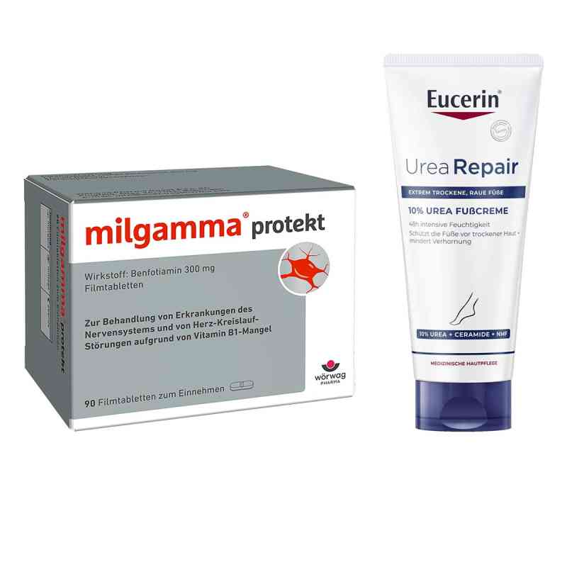 Milgamma Protekt Filmtabletten + Eucerin Urearepair Plus Fußcrem 1 Set von  PZN 08105436