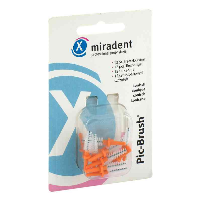 Miradent Interdentalbürsten Pic-Brush Ersatzbürsten konisch oran 12 stk von Hager Pharma GmbH PZN 03430770
