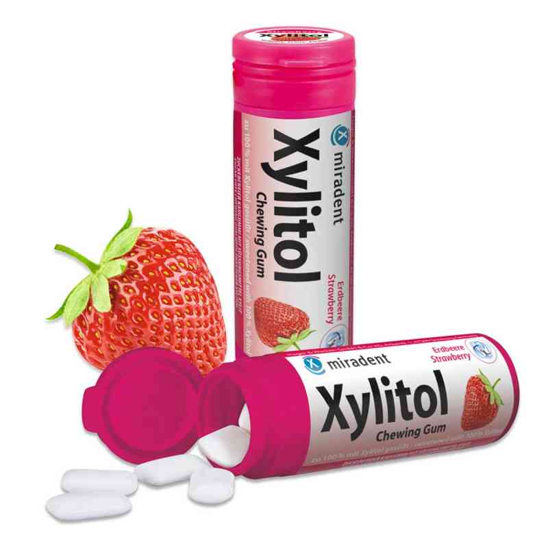 Miradent Xylitol Zahnpflegekaugummi Erdbeere 30 g von Hager Pharma GmbH PZN 11287068