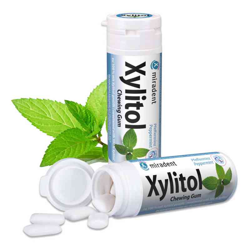 Miradent Zahnpflegekaugummi Xylitol Pfefferminz 30 stk von Hager Pharma GmbH PZN 04302790