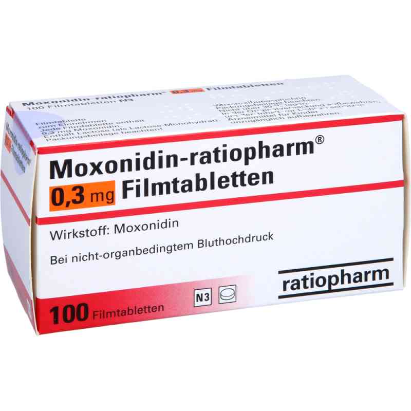 Moxonidin ratiopharm 0,3 mg Filmtabletten 100 stk von ratiopharm GmbH PZN 01698095