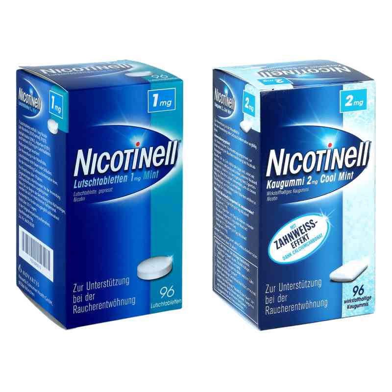 Nicotinell 1mg Mint (96 stk) + Nicotinell 2mg Cool Mint (96 stk) 1 stk von Cooper Consumer Health Deutschland GmbH PZN 08100629