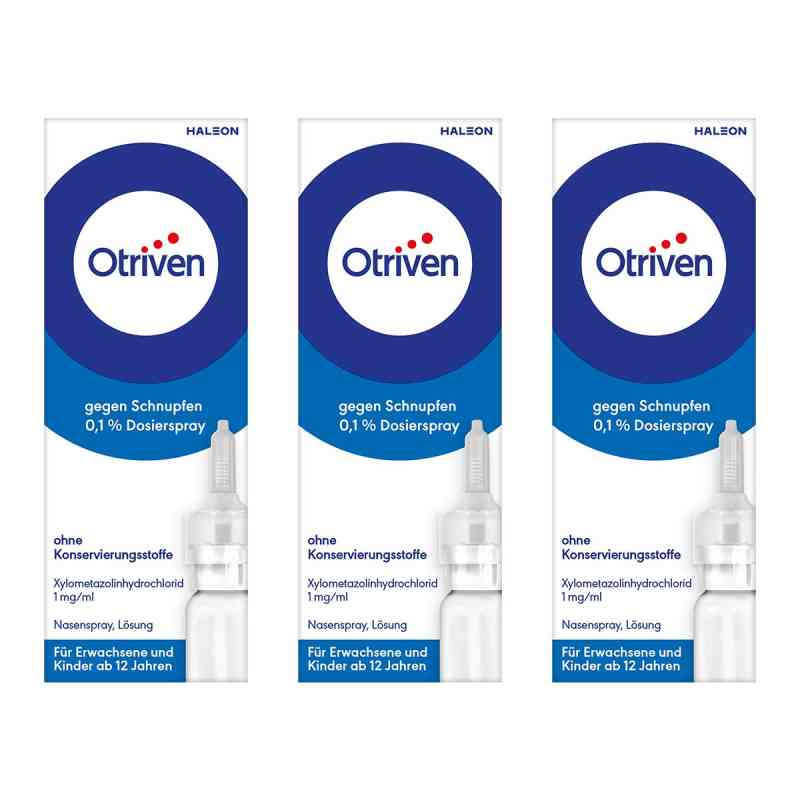 Otriven gegen Schnupfen 0,1% Nasenspray (Dosierspray) 3x10 ml von Haleon Germany GmbH PZN 08104726