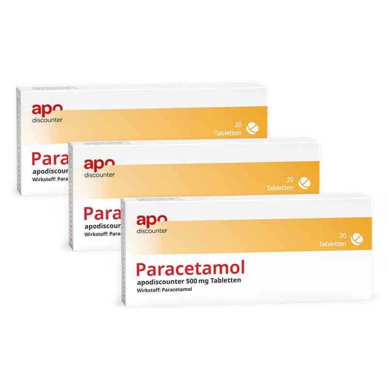 Paracetamol 500 mg von apodiscounter 3x20 stk von JUTA Pharma GmbH PZN 08104274