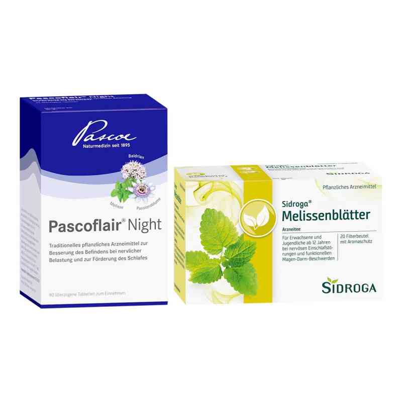 Pascoflair Night Tabletten + Sidroga Melissenblätter Tee 1 Set von  PZN 08105640