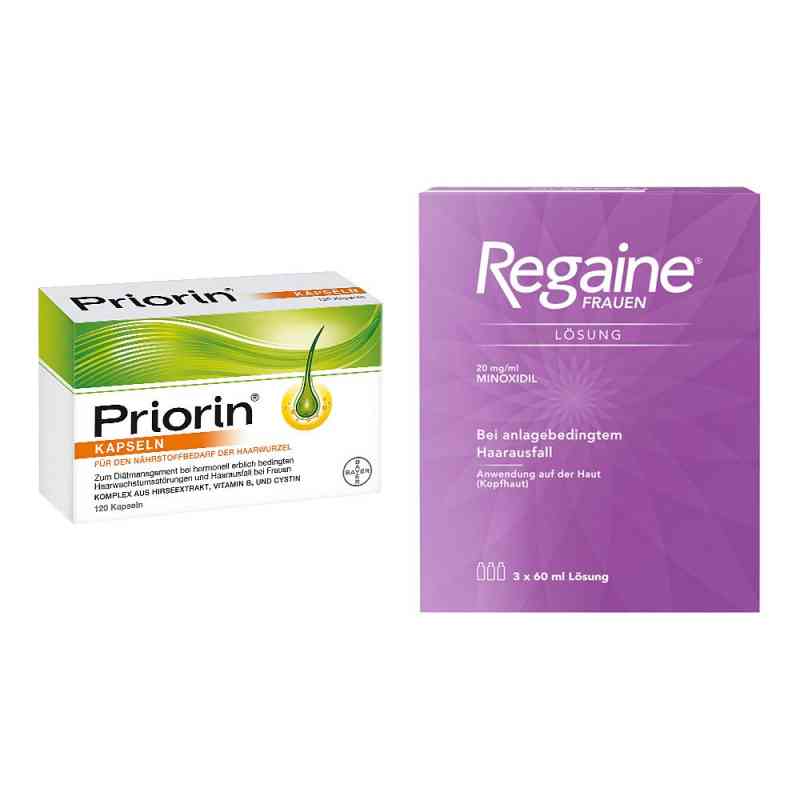 Priorin Kapseln bei Haarausfall + Regaine Frauen Lösung mit 2% M 1 Pck von  PZN 08100576