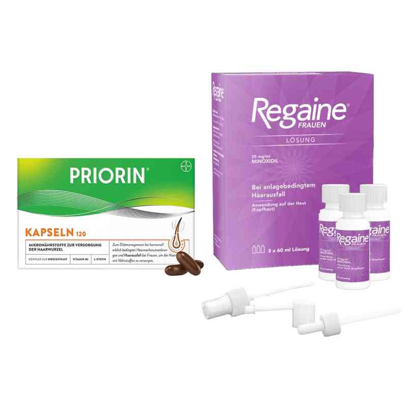 Priorin Kapseln bei Haarausfall + Regaine Frauen Lösung mit 2% M 1 Set von  PZN 08100576