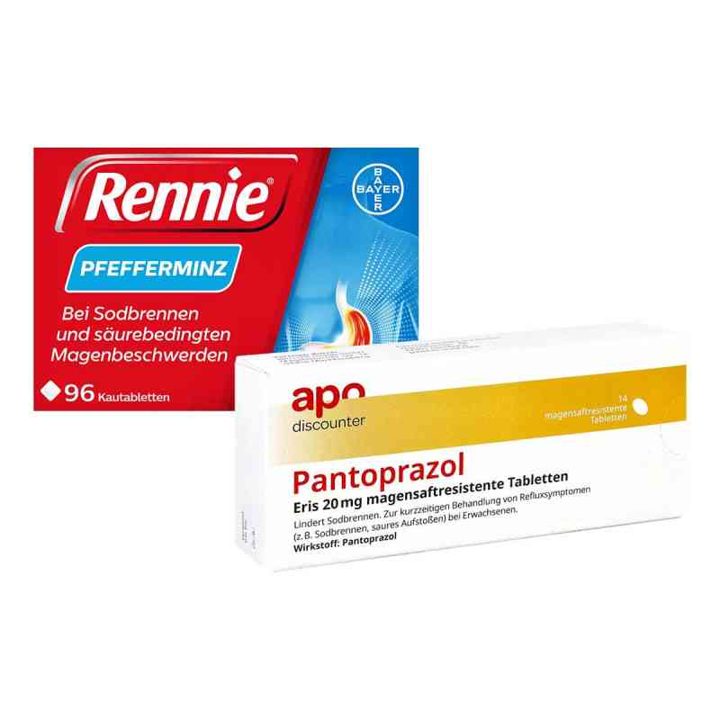 Rennie Pfefferminz gegen Sodbrennen Kautabletten + Pantoprazol E 1 stk von  PZN 08102034