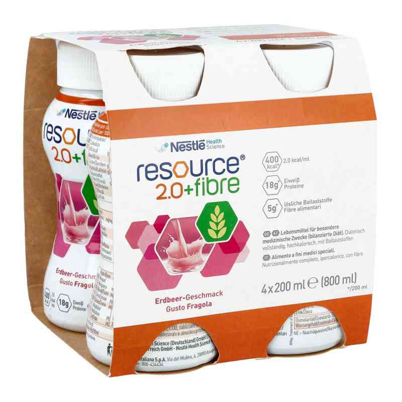 Resource 2.0+fibre Erdbeere 4X200 ml von Nestle Health Science (Deutschland) GmbH PZN 01743861