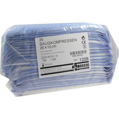Saugkompressen unsteril 10x20 cm 1228 25 stk von Meditrade GmbH PZN 07607202