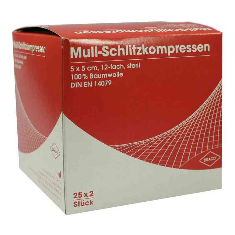 Schlitzkompressen Mull 5x5cm 12fach steril 25X2 stk von Dr. Ausbüttel & Co. GmbH PZN 00816204