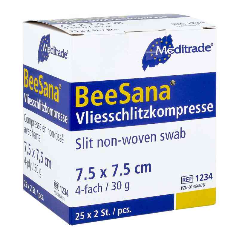 Schlitzkompressen Vlies 7,5x7,5cm 4fach st.1234 25X2 stk von Meditrade GmbH PZN 01364678