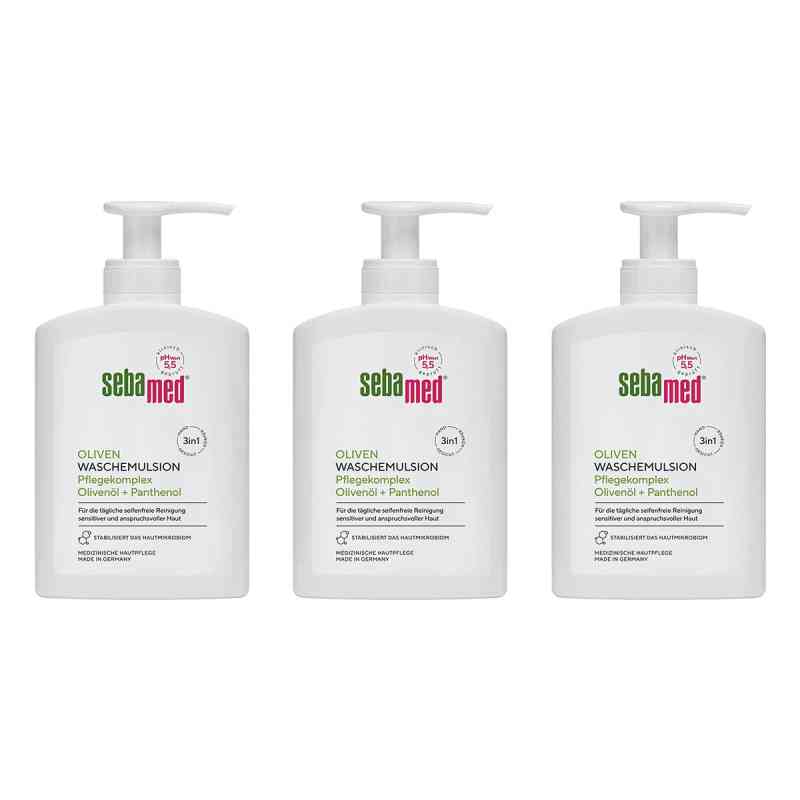 Sebamed Waschemulsion Oliven+Panthenol 3x200 ml von Sebapharma GmbH & Co.KG PZN 08104905