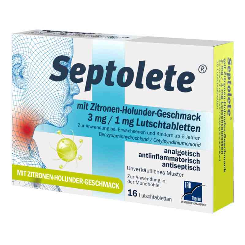 Septolete Zitrone-Holunder-Geschmack 3 mg / 1 mg Lutschtabletten 16 stk von TAD Pharma GmbH PZN 19104446