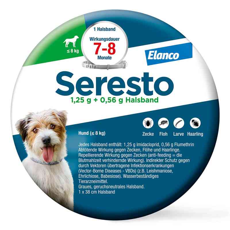 Seresto Halsband für Hunde bis 8 kg gegen Zecken und Flöhe 1 stk von Elanco Deutschland GmbH PZN 09315509