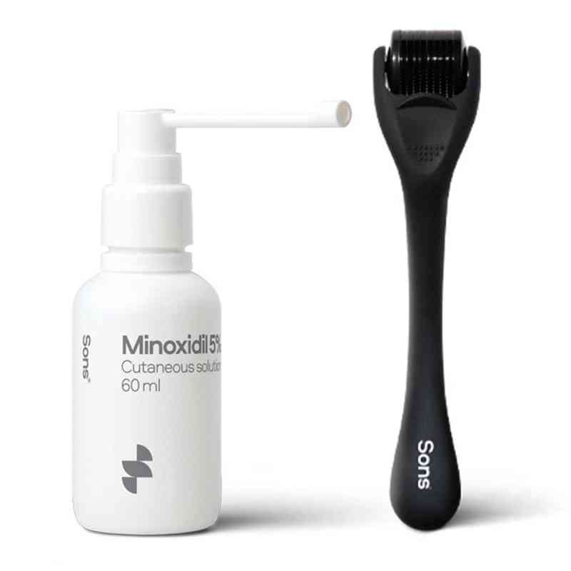 SONS Minoxidil 50mg/ml Lösung 60ml für Männer + Dermo Roller 1 Set von CAREFORSONS IRELAND LIMITED PZN 08107027