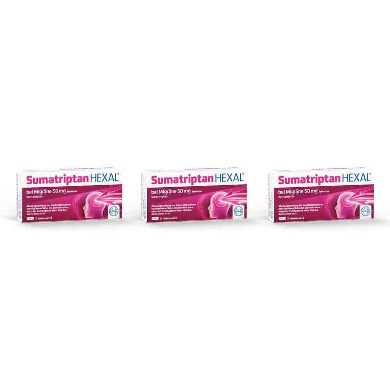 Sumatriptan Hexal bei Migräne 50 Mg Tabletten 3x2 stk von Hexal AG PZN 08104737