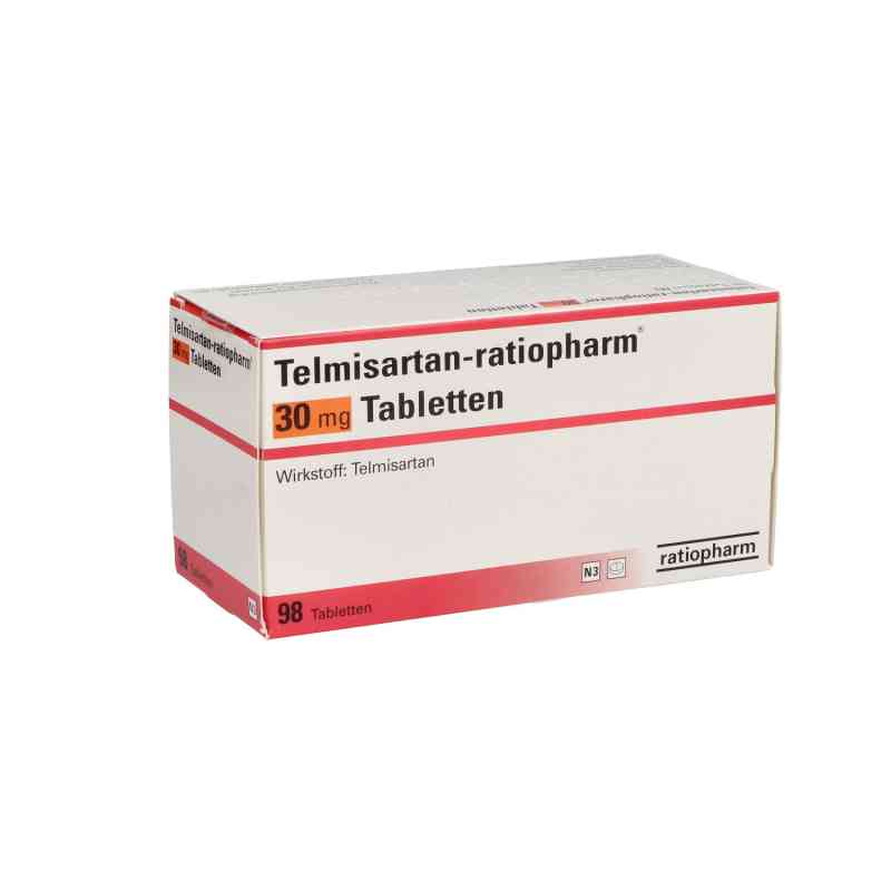 Telmisartan-ratiopharm 30mg 98 stk von ratiopharm GmbH PZN 02711780