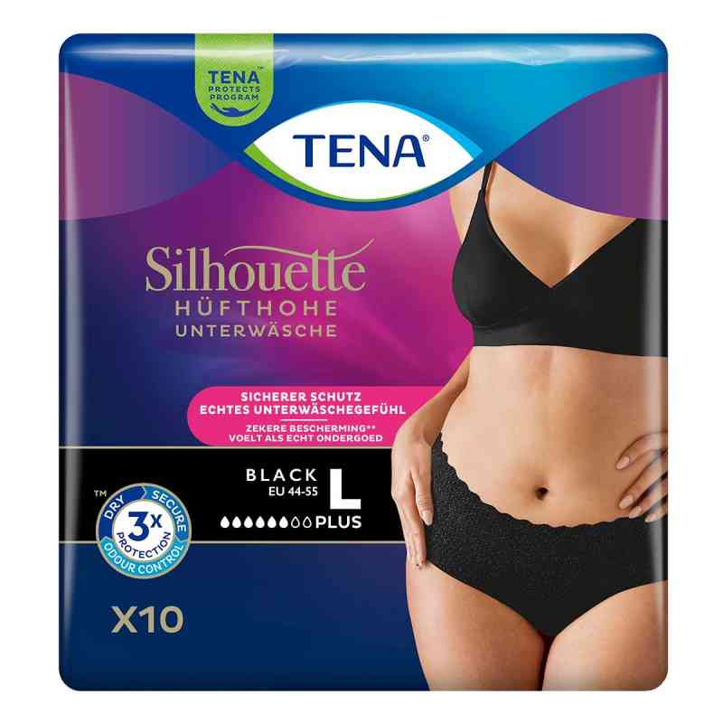 Tena Silhouette Plus L Black Inkontinenz Pants 10 stk von Essity Germany GmbH PZN 18664953