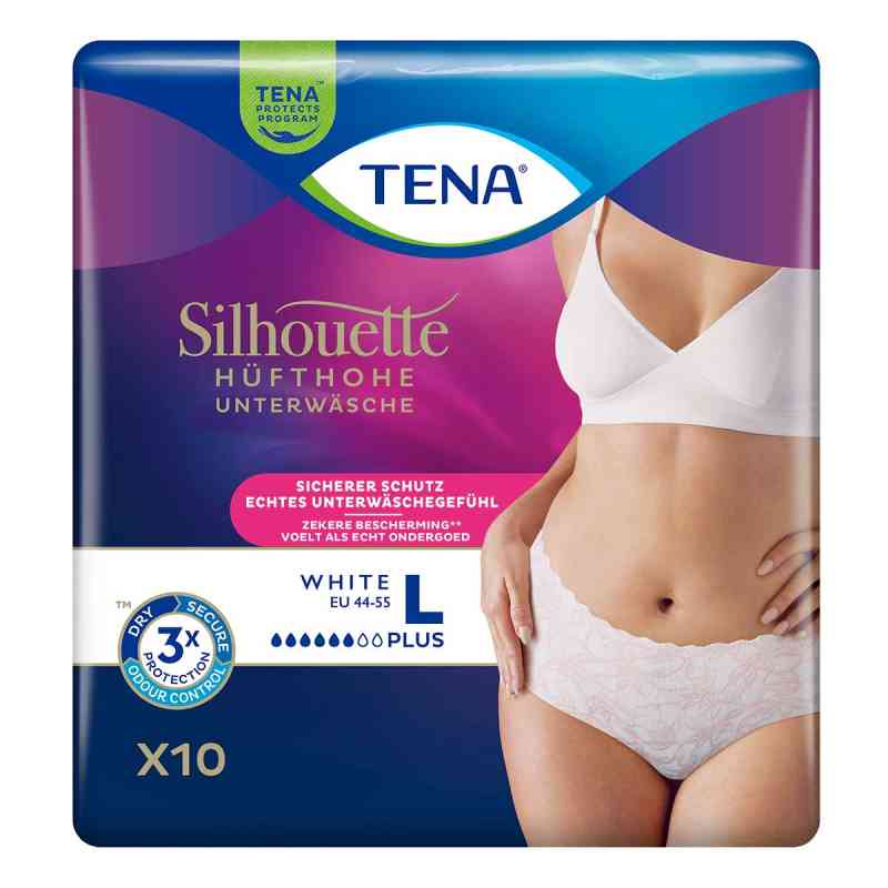 Tena Silhouette Plus L White Inkontinenz Pants 10 stk von Essity Germany GmbH PZN 18664918