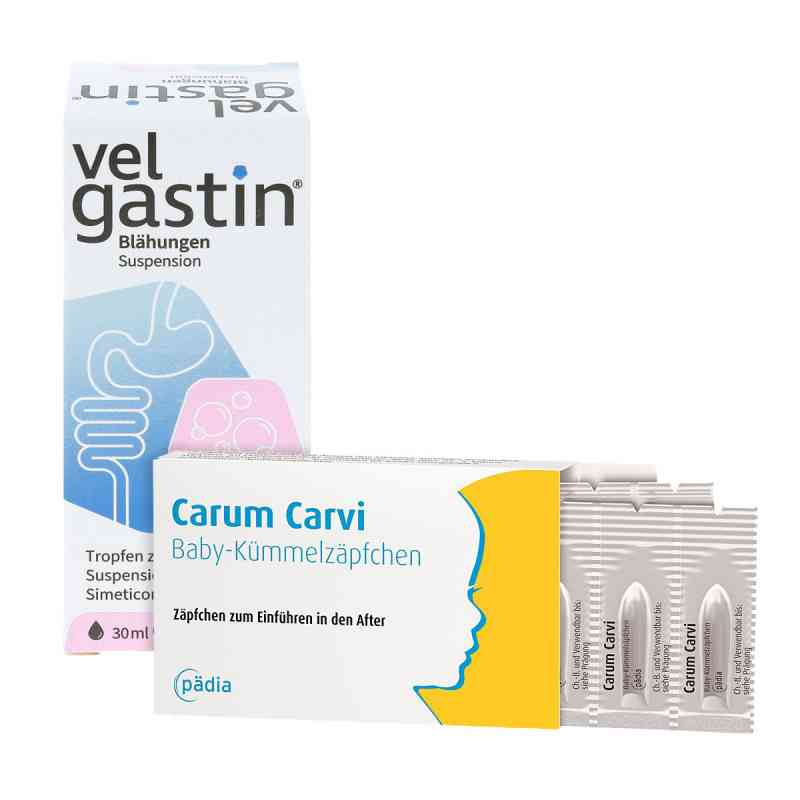 Verdauungsset Velgastin + Carum Carvi Baby-Kümmelzäpfchen 1 Pck von  PZN 08101438