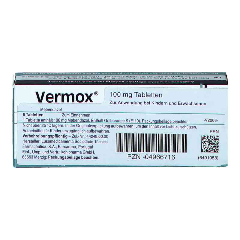 vermox 100mg tablets mebendazole