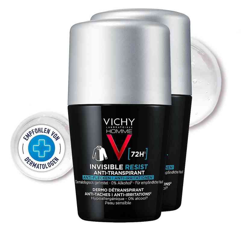 Vichy Homme Deo Roll-on 72h Anti-flecken Dp 2X50 ml von L'Oreal Deutschland GmbH Geschäftsbereich VICHY PZN 19398790
