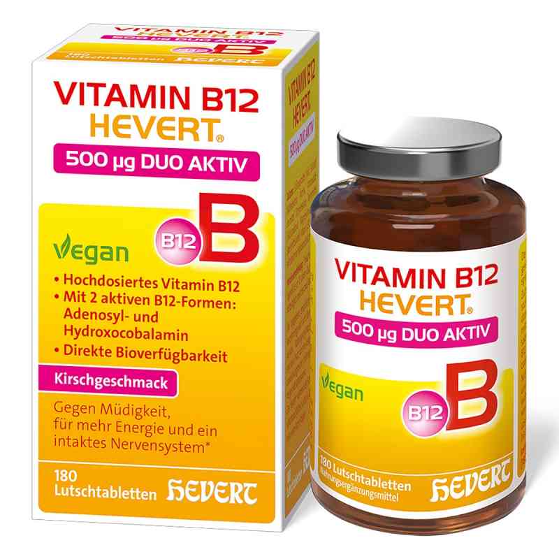 Vitamin B12 Hevert 500 mg Duo Aktiv Lutschtabletten  180 stk von Hevert-Arzneimittel GmbH & Co. KG PZN 19636947