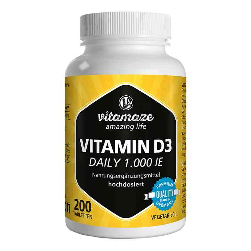 Vitamin D3 1.000 I.e. daily vegetarisch Tabletten 200 stk von Vitamaze GmbH PZN 16018657