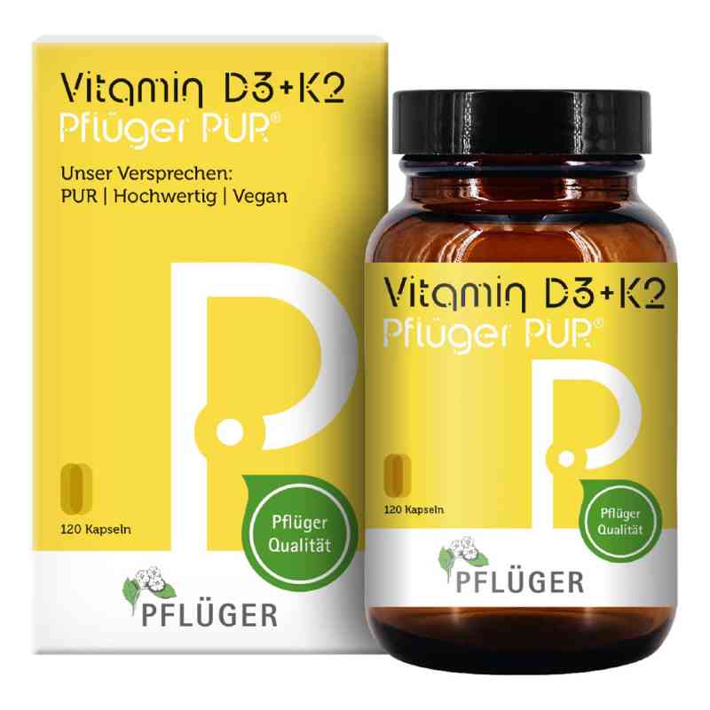 Vitamin D3 + K2 Pflüger PUR® 1.000 I.E./75 µg Kapseln 120 stk von Homöopathisches Laboratorium Alexander Pflüger Gmb PZN 19160841