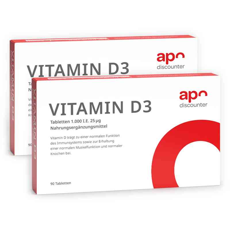 Vitamin D3 Tabletten 1000 I.E. 25 mcg von apodiscounter 2x 90 stk von apo.com Group GmbH PZN 08101839