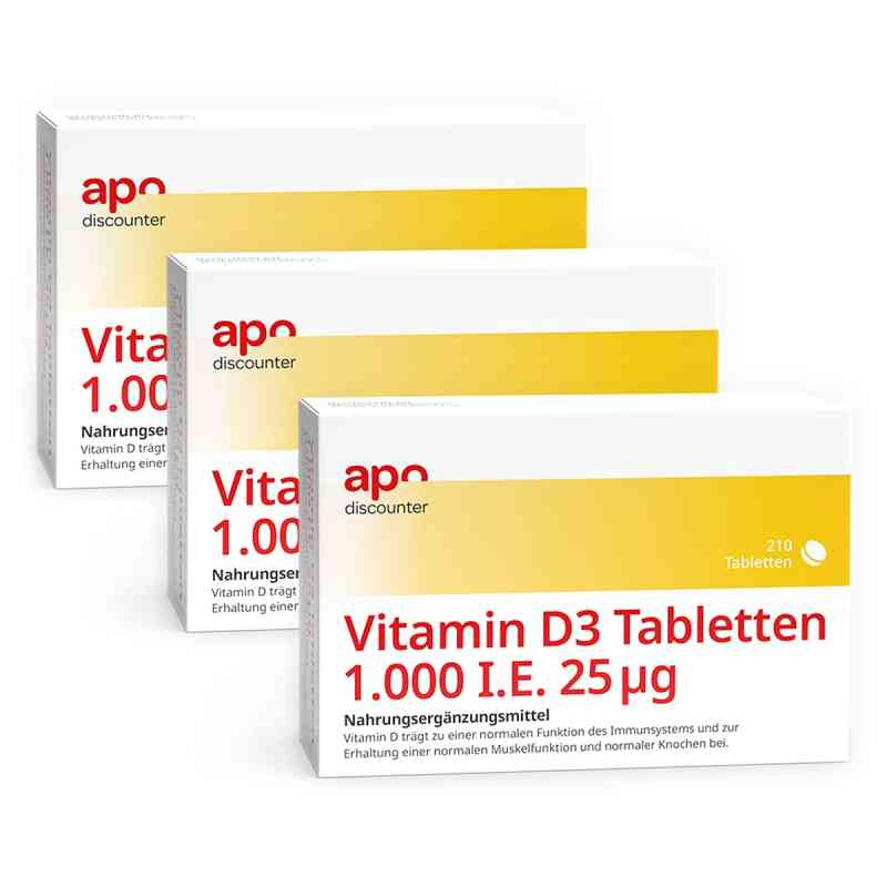 Vitamin D3 Tabletten 1000 I.E. von apodiscounter 3x210 stk von apo.com Group GmbH PZN 08104203